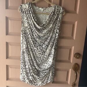 CAbi black gray & white Draped Women's Blouse